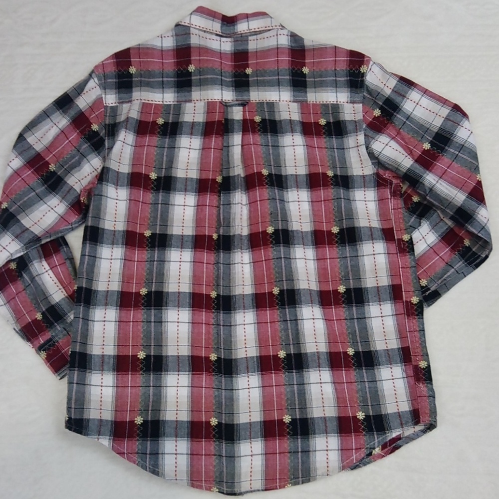 Embroidered Plaid Button Down Top - image 5
